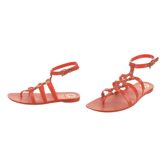 Tory Burch Orange Strappy Sandals - Picture 1 of 12